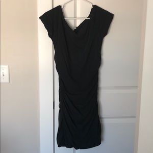 Boson cap sleeve ruched dress, black